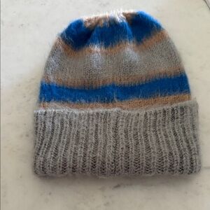 Free people Design Striped Gray and Blue Beanie